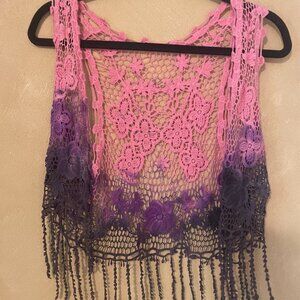 Colorful Lace Throw Over Vest